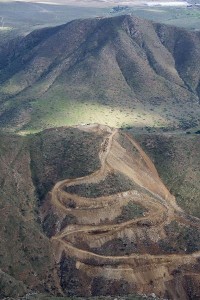 Carving the border wall's path through Otay Mountain Wilderness Area (Photo by Roy Toft - International League of Conservation Photographers - Lighthawk)