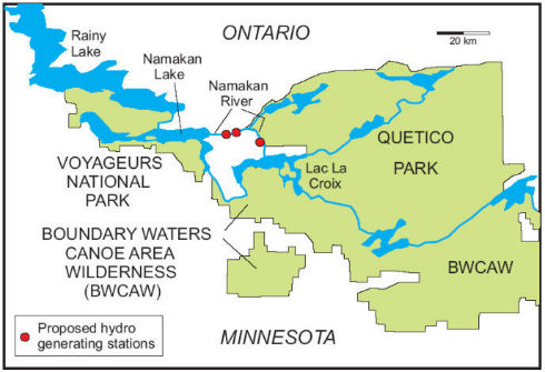 Namakan Dam map